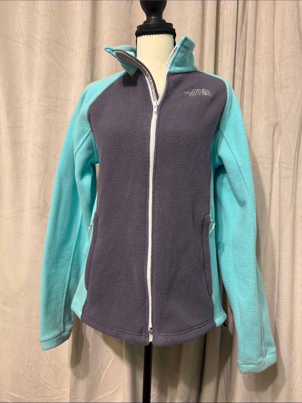 The North Face Women's Two-Tone Fleece Jacket — Gray & Aqua